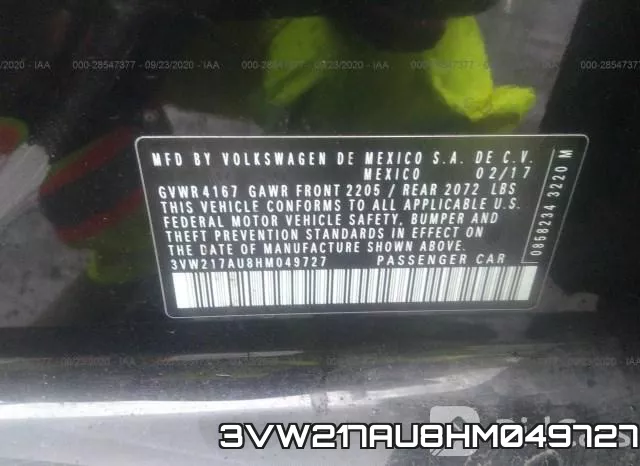 3VW217AU8HM049727 фото 10