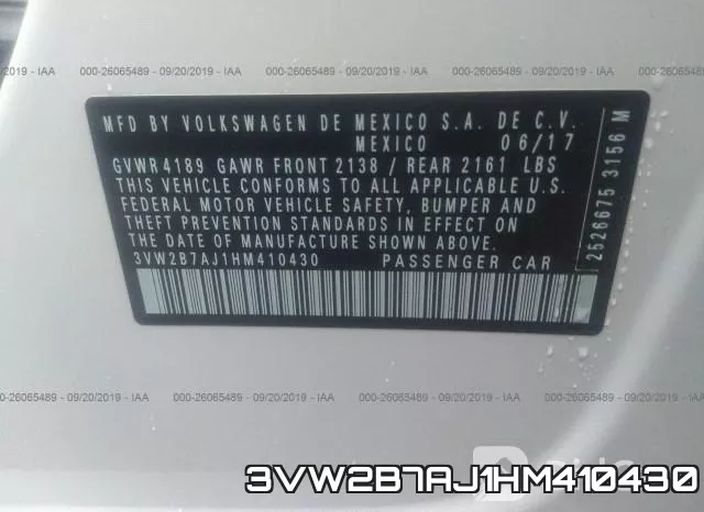 3VW2B7AJ1HM410430 фото 10