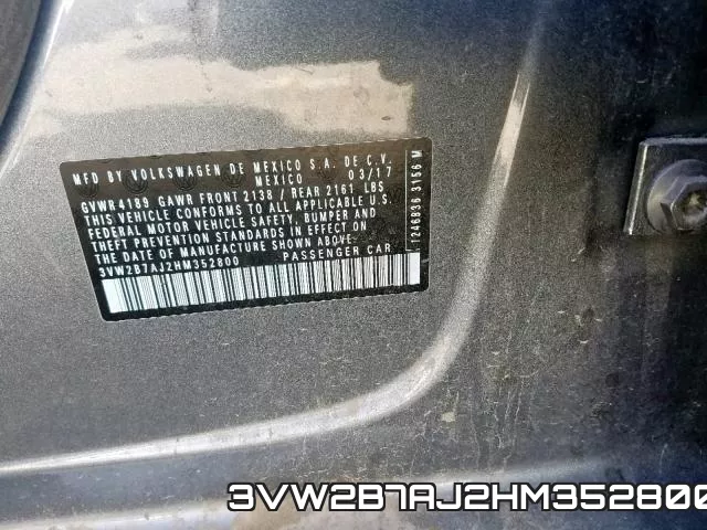 3VW2B7AJ2HM352800 фото 2