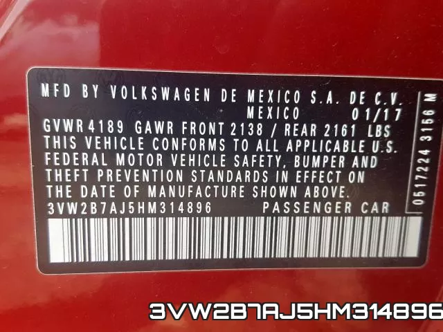3VW2B7AJ5HM314896 фото 2