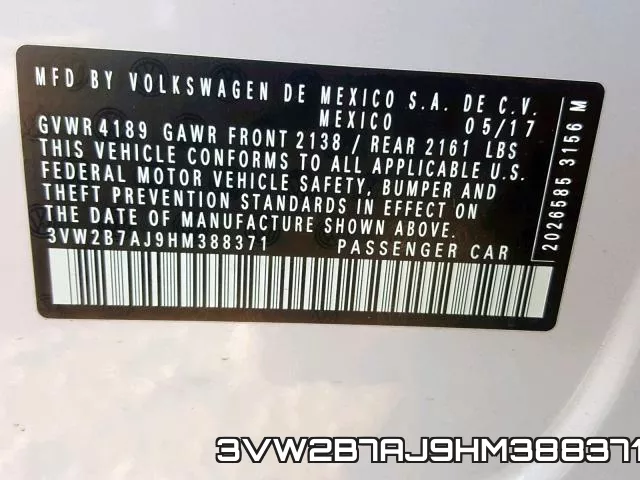 3VW2B7AJ9HM388371 фото 2