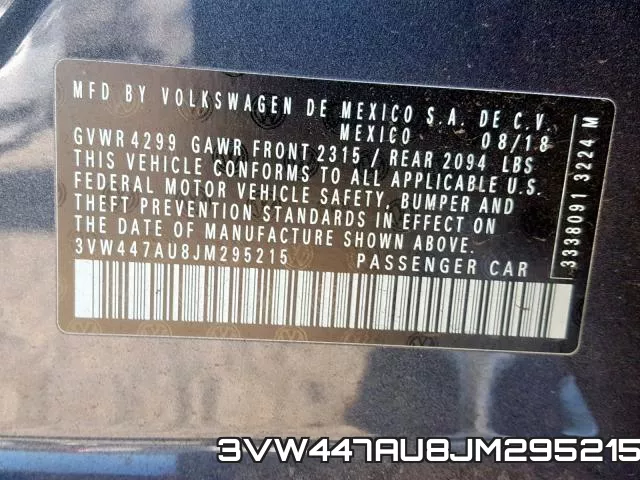 3VW447AU8JM295215 фото 2