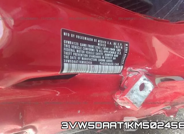3VW5DAAT1KM502456 фото 10