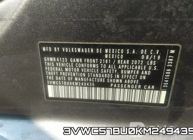 3VWC57BU0KM249435 фото 10
