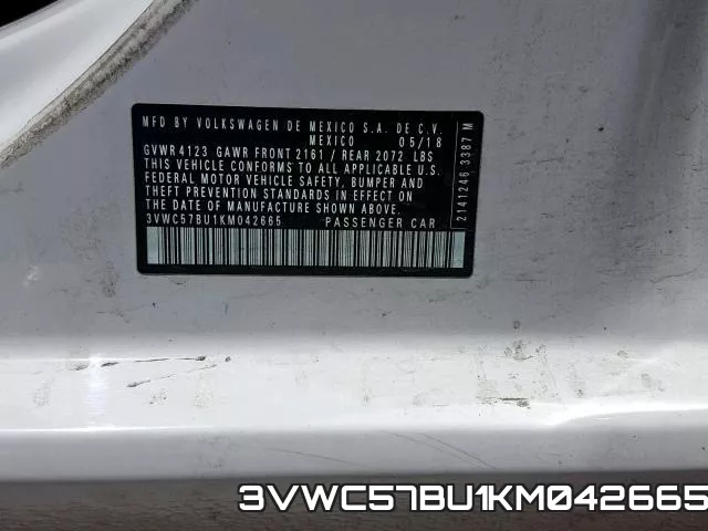 3VWC57BU1KM042665 фото 2