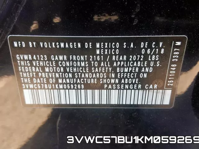 3VWC57BU1KM059269 фото 2