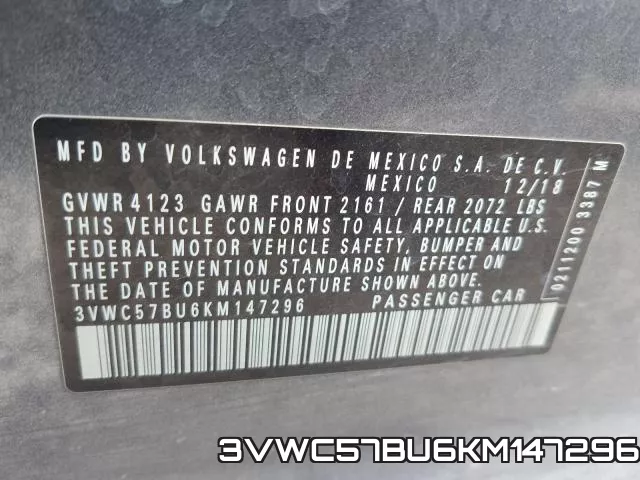 3VWC57BU6KM147296 фото 2