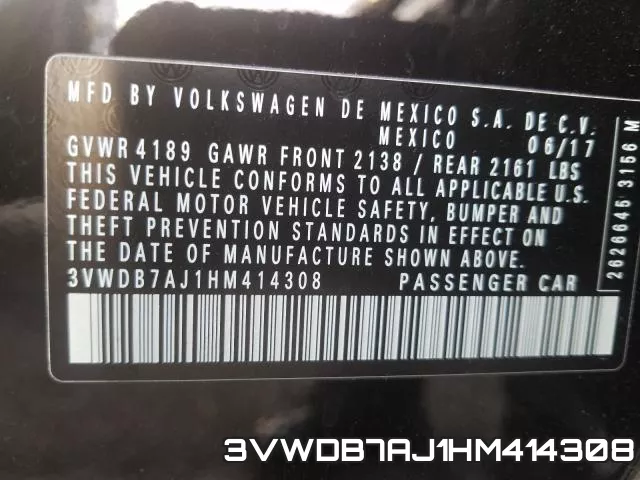 3VWDB7AJ1HM414308 фото 2