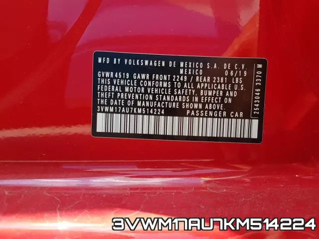 3VWM17AU7KM514224 фото 2