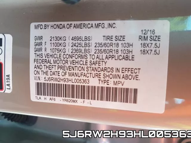 5J6RW2H93HL005363 фото 2