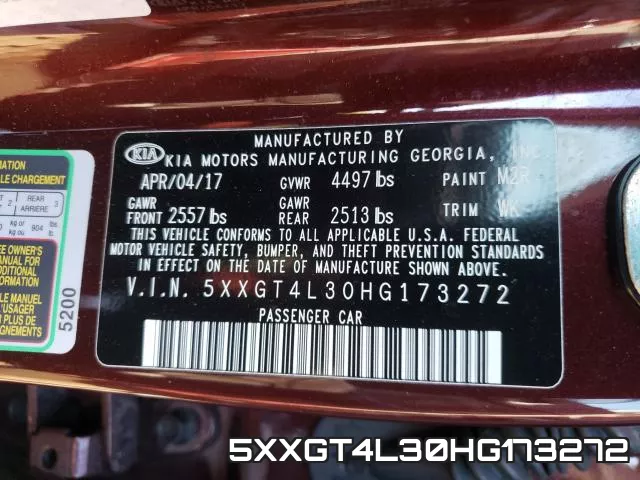 5XXGT4L30HG173272 фото 2