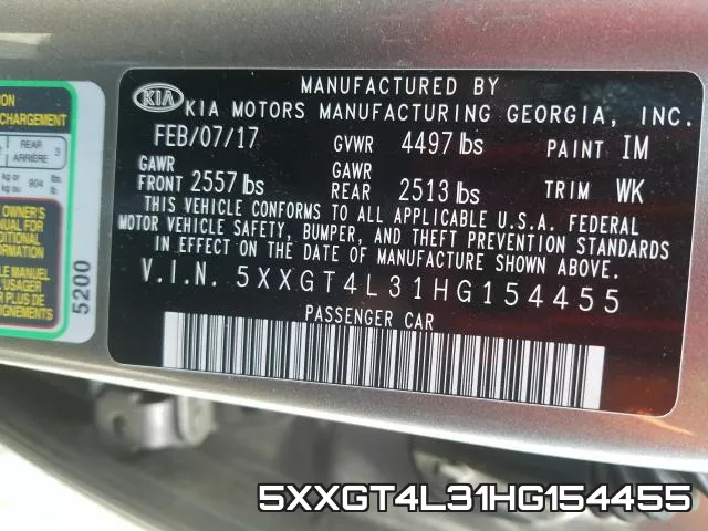5XXGT4L31HG154455 фото 2