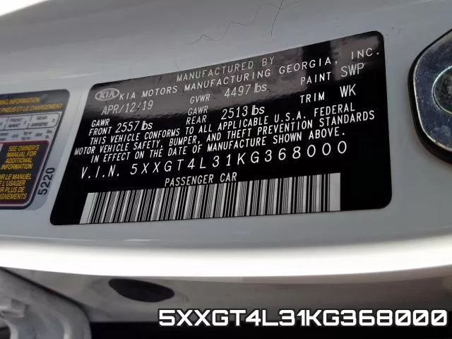 5XXGT4L31KG368000 фото 2