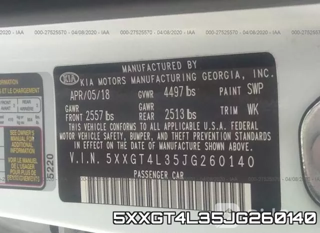 5XXGT4L35JG260140 фото 10