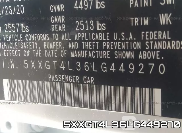 5XXGT4L36LG449270 фото 10