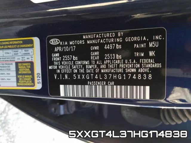 5XXGT4L37HG174838 фото 2