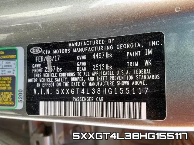 5XXGT4L38HG155117 фото 2