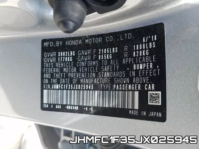 JHMFC1F35JX025945 фото 2
