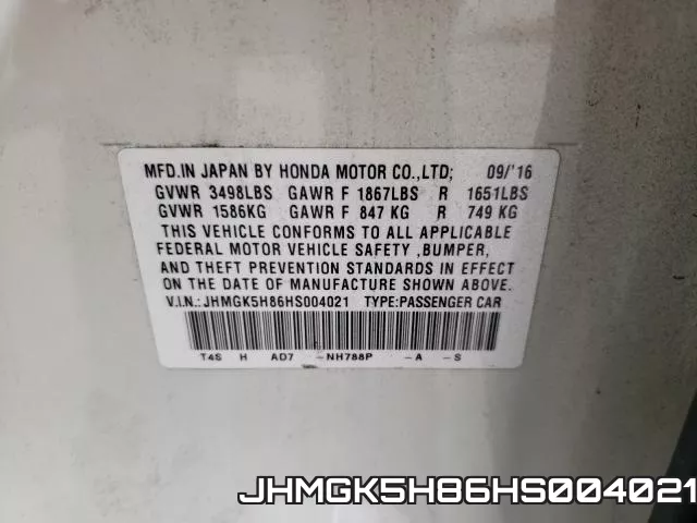 JHMGK5H86HS004021 фото 2