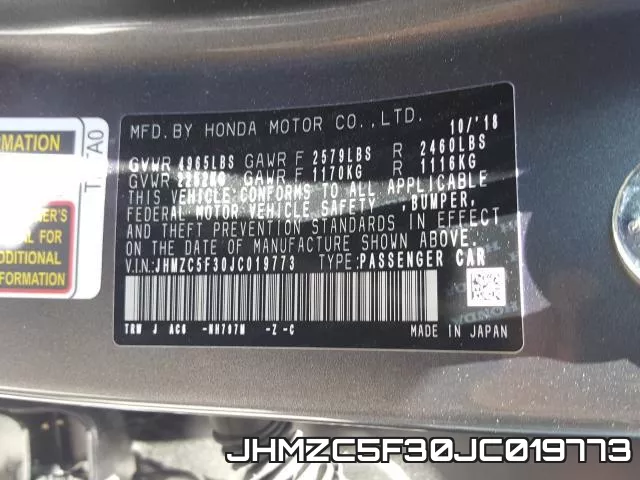JHMZC5F30JC019773 фото 2