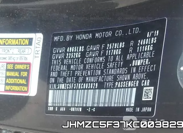 JHMZC5F37KC003829 фото 10