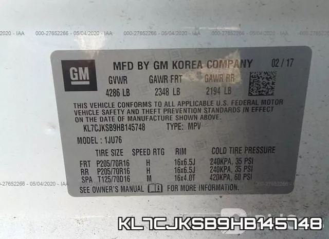 KL7CJKSB9HB145748 фото 10