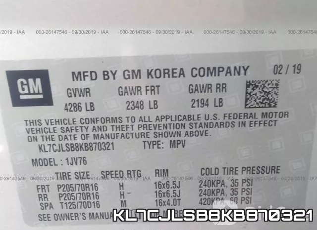 KL7CJLSB8KB870321 фото 10