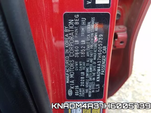 KNADM4A37H6005739 фото 2