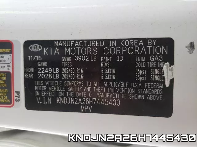 KNDJN2A26H7445430 фото 2
