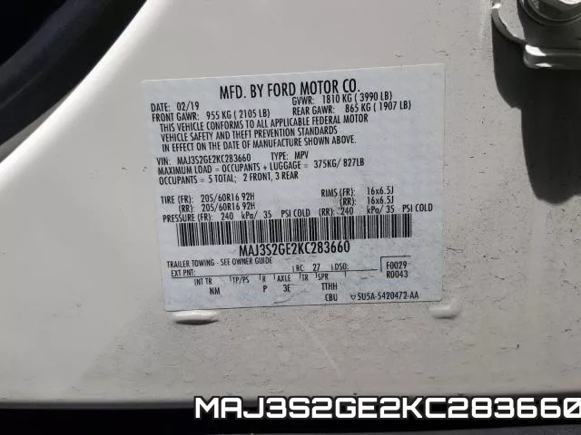MAJ3S2GE2KC283660 фото 2