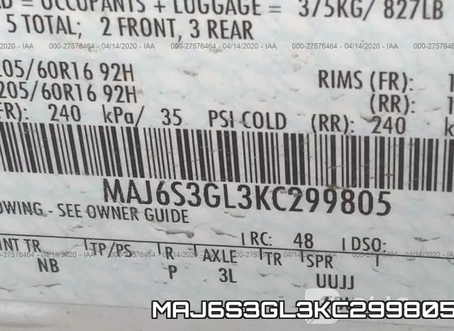 MAJ6S3GL3KC299805 фото 10
