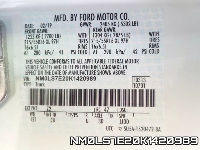 NM0LS7E20K1420989 фото 2