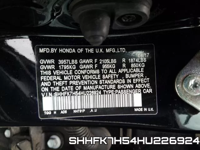 SHHFK7H54HU226924 фото 2