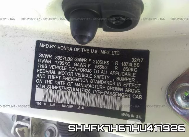 SHHFK7H67HU417326 фото 10
