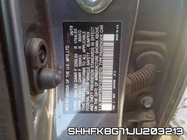 SHHFK8G71JU203213 фото 2