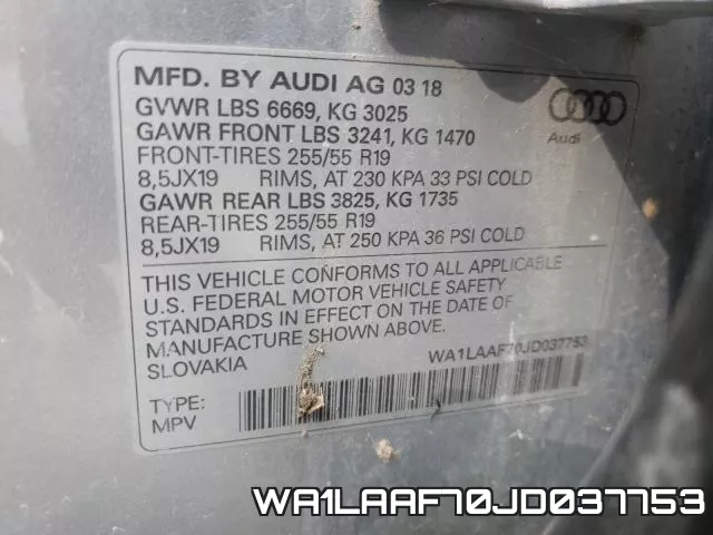 WA1LAAF70JD037753 фото 2
