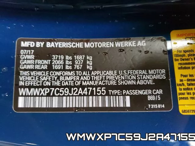 WMWXP7C59J2A47155 фото 2