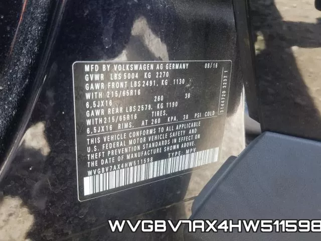 WVGBV7AX4HW511598 фото 2