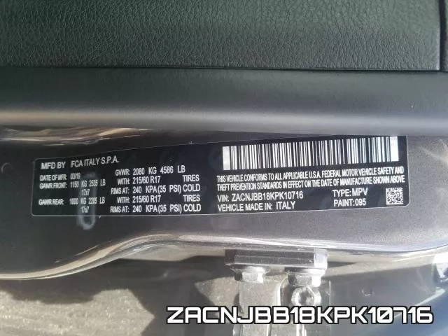 ZACNJBB18KPK10716 фото 2