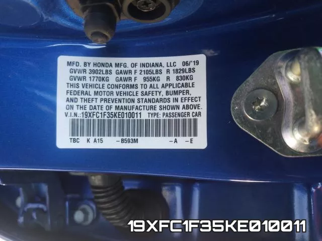 19XFC1F35KE010011 фото 2