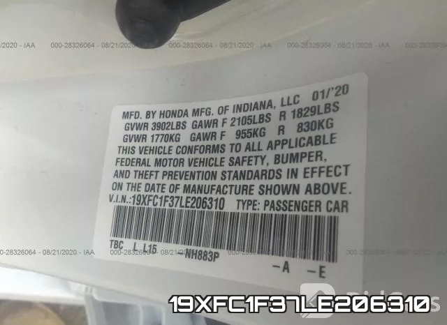 19XFC1F37LE206310 фото 10