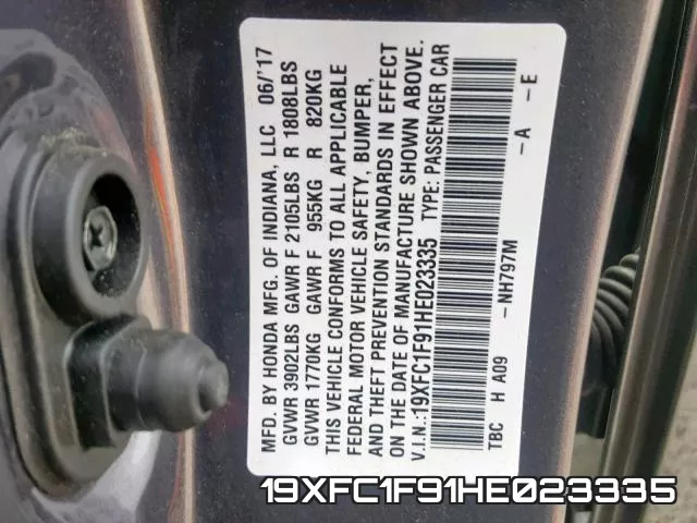 19XFC1F91HE023335 фото 2