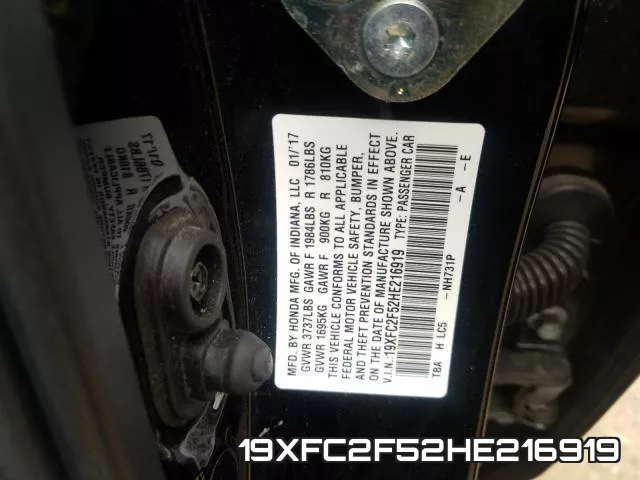 19XFC2F52HE216919 фото 2