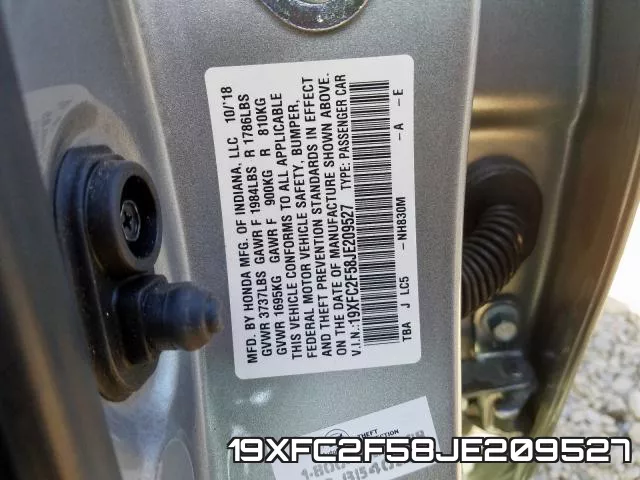 19XFC2F58JE209527 фото 2