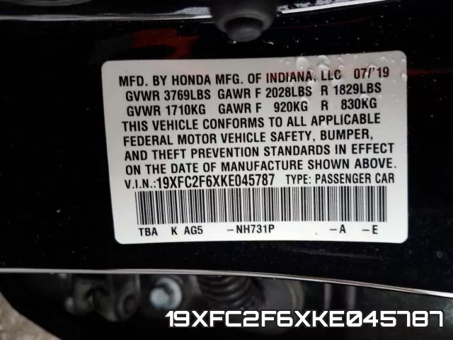 19XFC2F6XKE045787 фото 2