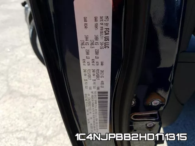 1C4NJPBB2HD171315 фото 2