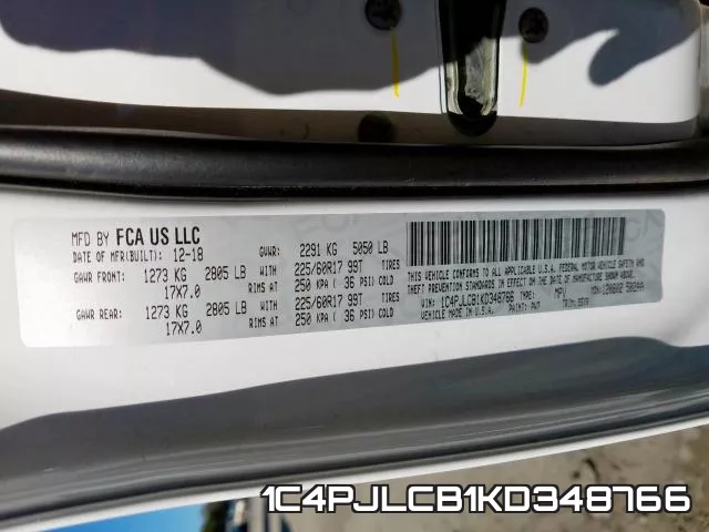 1C4PJLCB1KD348766 фото 2