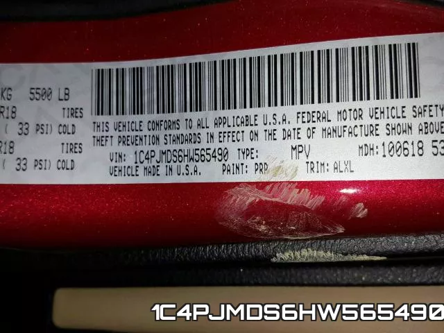 1C4PJMDS6HW565490 фото 2