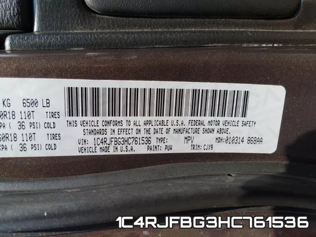 1C4RJFBG3HC761536 фото 2
