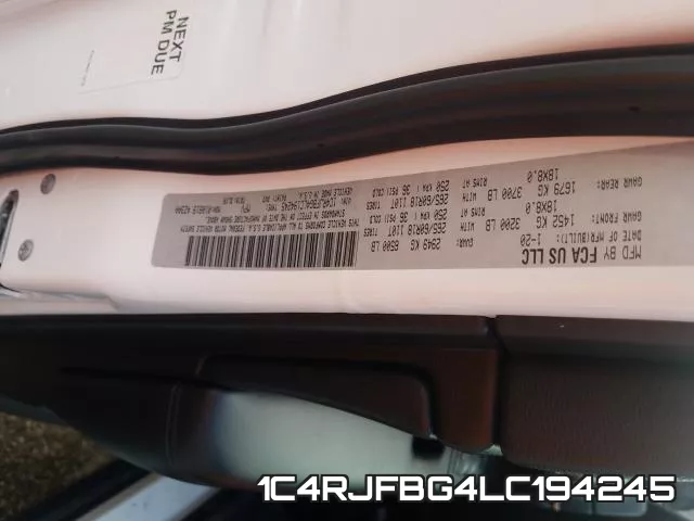 1C4RJFBG4LC194245 фото 2